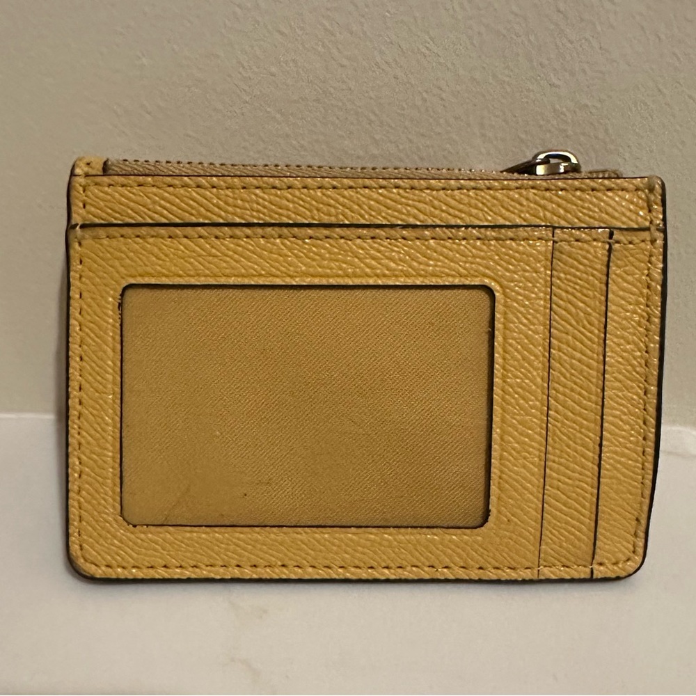 Coach Mustard Leather Card Pouch - Picture 3 of 4